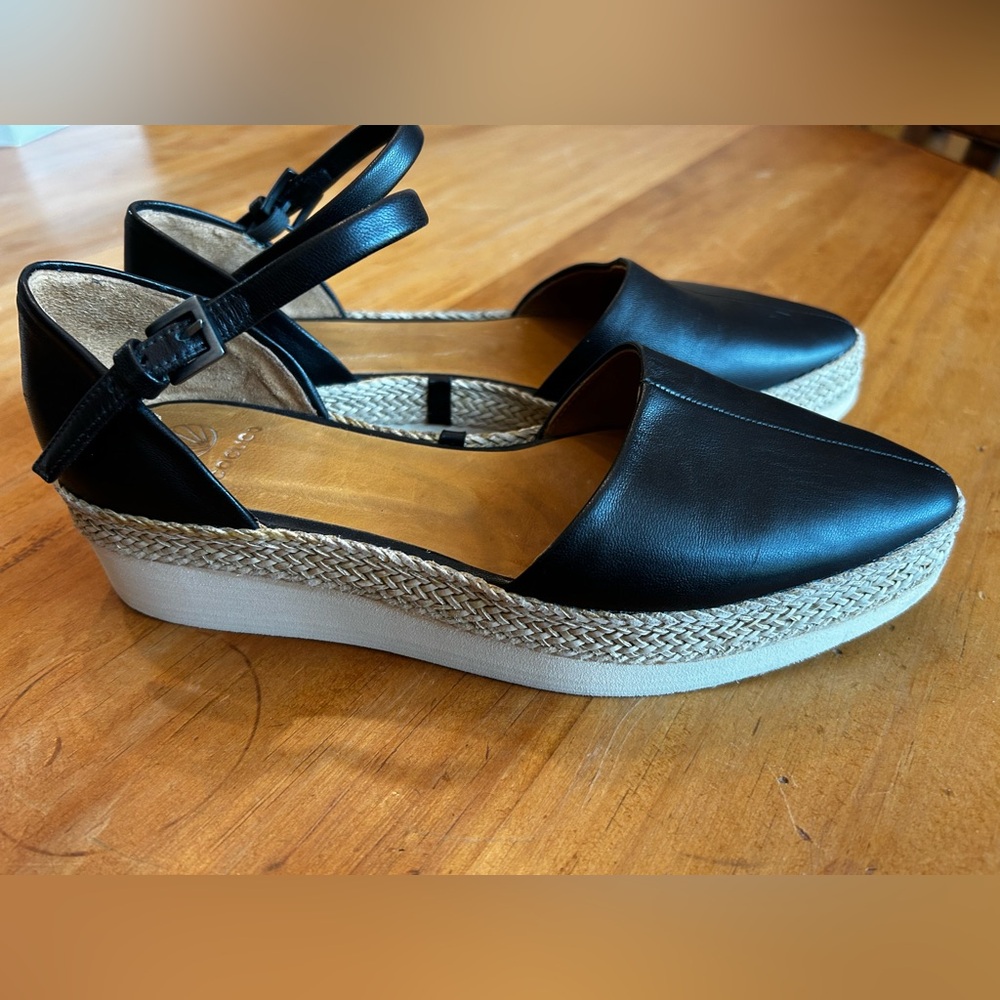 Coclico platform “Popup” wedge Italian Leather Black sandals Size 36/6 EVA sole